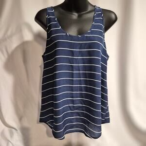 Joie 100% Silk Navy & White Striped Sheer Tank Top- size small poetcore style